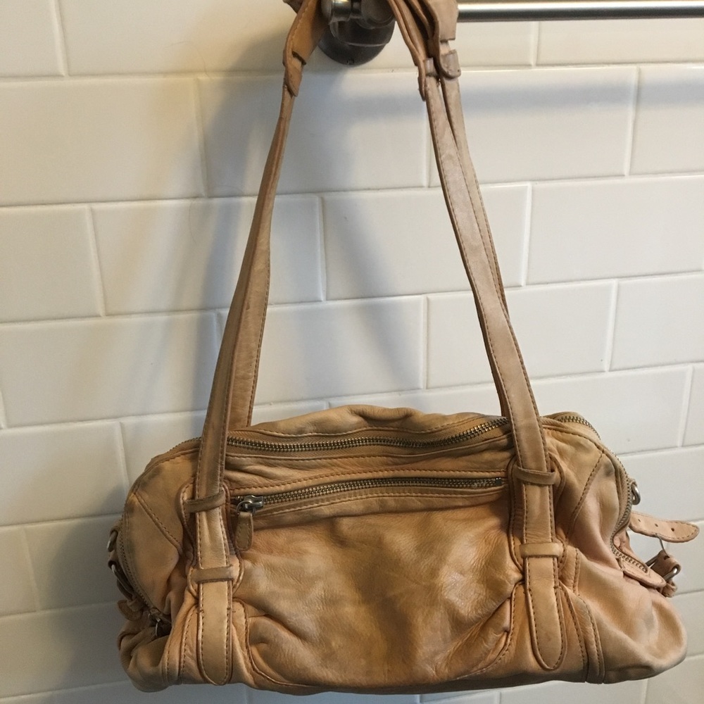Beige over the shoulder bag